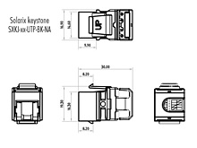 Product Szybko-zaciskowy keystone Solarix CAT6 UTP RJ45 czarny SXKJ-6-UTP-BK-NA do kleszczy SXKJ-NA-BU - Solarix - Keystony