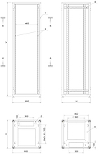 Product Szafa LC-50 42U, 600x1000 RAL 7035, szklane drzwi - Solarix - Stojące 19"