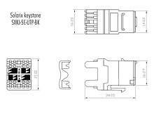 Product Zaciskany keystone Solarix CAT5E UTP RJ45 SXKJ-5E-UTP-BK - Solarix - Keystony