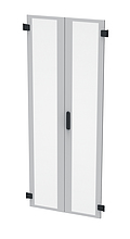 Drzwi metalowe do LC-50, 42U, szerokość 800 mm, dwuskrzydłowe, perforowane, kolor RAL 7035, zamek 3-punktowy - Solarix - Akcesoria