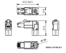 Product Konektor MPTL 90° RJ45 CAT5E STP samozaciskowy SXRJ45-5E-STP-BK-SA-U - Solarix - Konektory