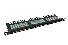 19" patch panel Solarix 24xRJ45 CAT5E UTP z wsponikiem czarny 0,5U SX24HD-5E-UTP-BK - Solarix - Patch panele