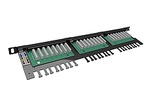 Product 19" patch panel Solarix 24xRJ45 CAT5E UTP z wsponikiem czarny 0,5U SX24HD-5E-UTP-BK - Solarix - Patch panele